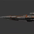 Gray And Red Sci Fi Spaceship Model With Streamlined Design And Detailed Structure