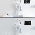Modern White Toilet Bathroom Interior With Tile Wall Towel Rack And Green Plant