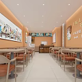 Chongqing Noodle Shop Storefront With Orange Signage Glass Doors And Interior Tables