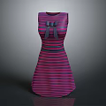 Man Designed Stylish Red And Black Striped Sleeveless Dress With Bow Belt