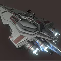 Futuristic Sci Fi Spaceship With Metallic Hull And Illuminated Engine Thrusters Design 3d model