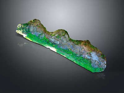 Detailed Realistic 3D Mountainous Terrain Model With Green Vegetation And Rocky Surface 3d model