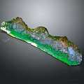 Detailed Realistic 3D Mountainous Terrain Model With Green Vegetation And Rocky Surface