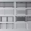 Various Metal Fence Designs With Black White Rails And Multiple Structural Details