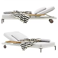 Modern Lounge Chair With Adjustable Backrest Cushions Blanket And Wooden Tray