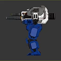 Blue And White Battle Mech Robot With Heavy Weapon And Armor Structure 3d model