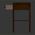 Solid Wooden Side Table With Drawer And Lower Shelf In Brown Finish 3d model