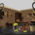 Rustic Farm Style Live Streaming Showcase With Various Fresh Agricultural Products And Professional Ring Lights