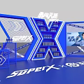 Snow Beer Super X Interactive Zone With Blue Lighting And X Shaped Structure 3d model