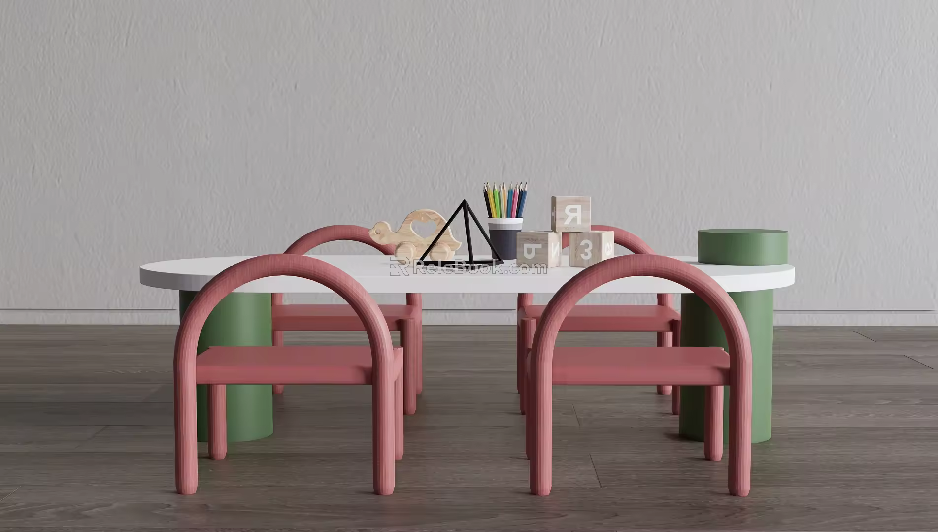 Modern Children's Table and Chair Combination Children's Building Blocks Table Children's Game Table 3d model