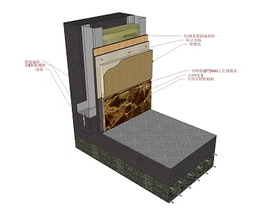 High Quality Hardware Tools for Concrete Structure Installation with Waterproofing and Insulation Layers 3d model