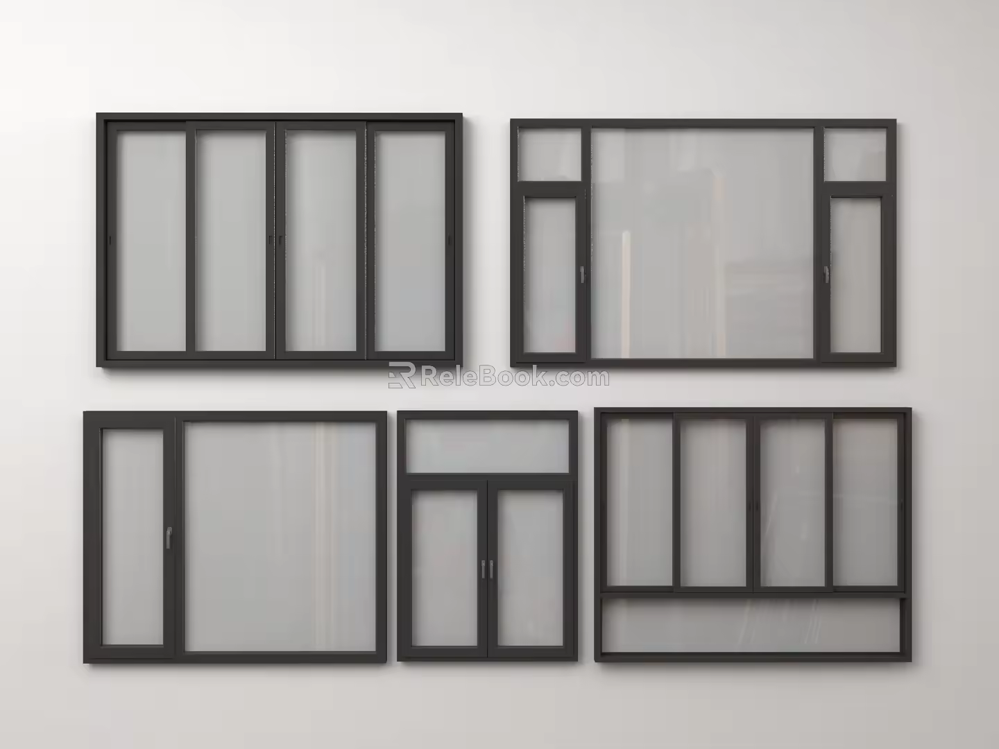 Modern simple window sliding flat glass 3d model