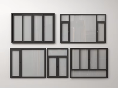 Modern simple window sliding flat glass 3d model