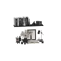 Chic Decorative Ornament Set With Bookshelf Books Bird Figurine Letter Decor Vase And Table Lamp
