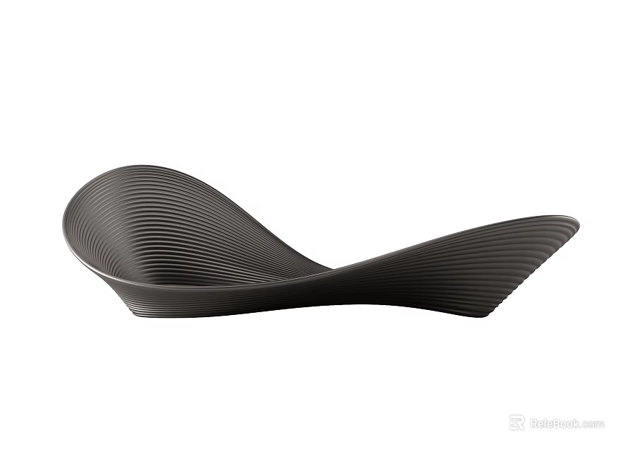Modern Black Sectional Sofa With Wavy Design And Ergonomic Seating For Living Room 3d model 