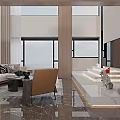 Modern Duplex Living Room Interior With Sofa Coffee Table TV Wall And Large Windows