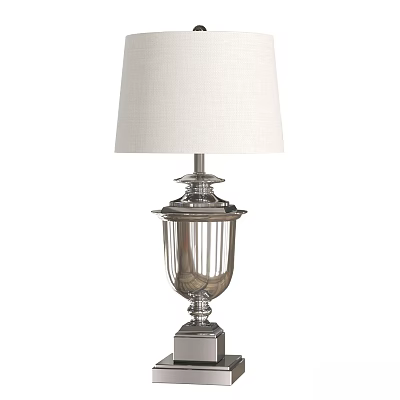 Elegant Table Lamp With White Lampshade And Silver Metal Base For Home Decor Design 3d model