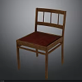 Modern Wooden Chair With Red Padded Seat And Vertical Slat Backrest Design
