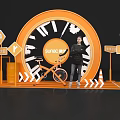 Orange Interactive Area Featuring Circular SUNAC Structure Beijing Sports Park Signs Bicycle And Traffic Cones