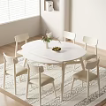 Modern Dining Table and Chair Combination White Dining Table 3d model