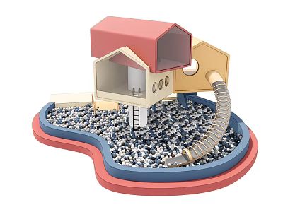 Modern Amusement Equipment Children's Paradise Slide Amusement Park Facilities Ocean Ball Children's Slide 3d model