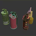 Military Grenades In Various Colors With Different Designs And Pull Rings