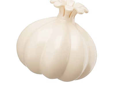 White Garlic Bulb With Smooth Surface And Floral Top Design 3d model