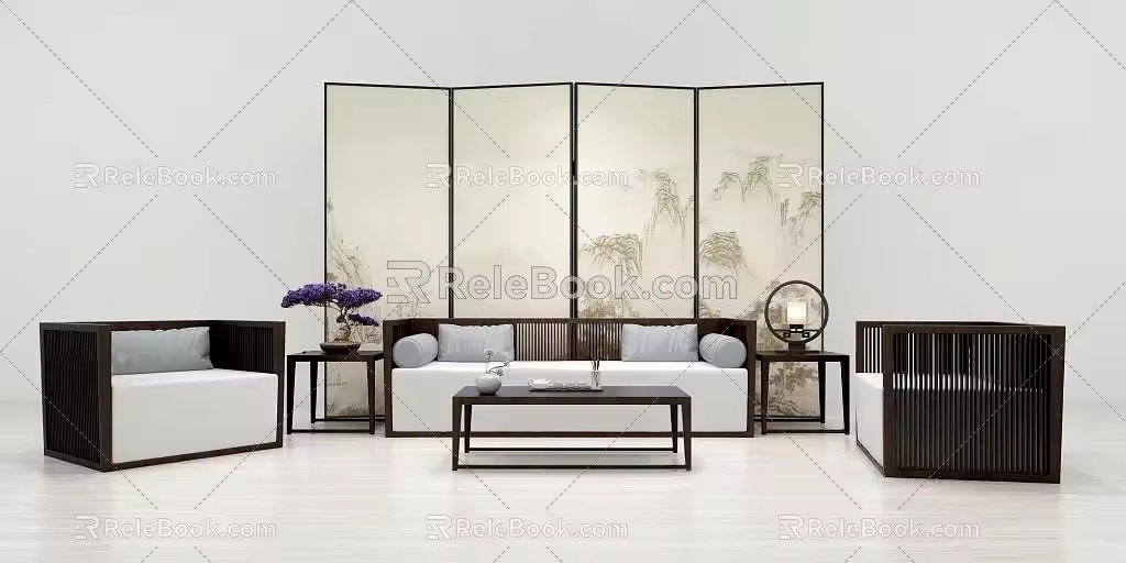 Sofa coffee table combination 3d model