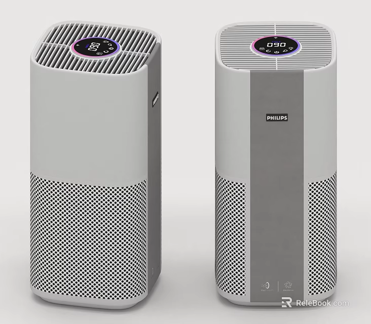 Philips Modern Air Purifiers With Digital Display And Mesh Front Design 3d model 
