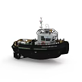 Black And White Tugboat With Wheelhouse Antenna Hull And Deck Features