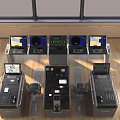 Ship Bridge Interior With NAVIA Control Panels Multiple Screens And Ocean View 3d model