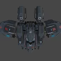 Futuristic Black Biomechanical Robot With Blue Luminous Parts And Heavy Armor