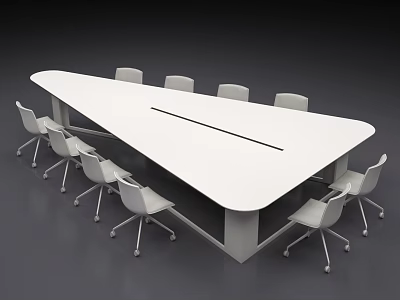 Modern White Conference Table With Ergonomic Chairs In Office Meeting Space 3d model