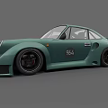 Teal Porsche 964 Modified Widebody Sports Car With Racing Style Wheels And Aerodynamic Design