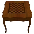 Wooden Dining Table With Square Checkerboard Top Curved Legs And Drawer