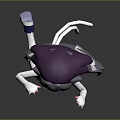 3D Anime Character Model With Gray Long Hair In Purple Dress And Rabbit Ear Hat