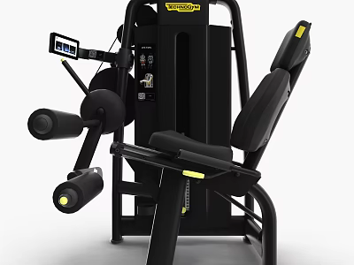 Ergonomic Leg Training Fitness Equipment With Digital Display And Yellow Accents 3d model