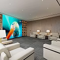 Elegant Hotel Public Lounge Area Featuring Comfortable Sofas Large Windows Green Plants And Landscape Art