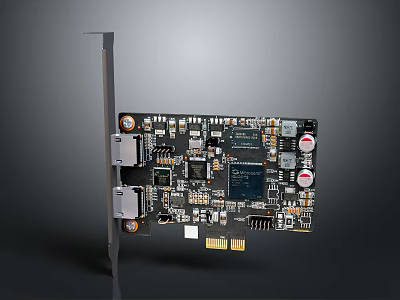 Detailed Electronic Circuit Board with Integrated Chips Multiple Ports and Components 3d model