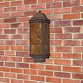 Traditional Wall Light With Dark Brown Finish And Geometric Shade On Red Brick Wall