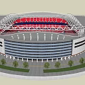 Australia Stadium Interior With Red Seats And Green Football Field