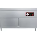 Stainless Steel Display Shelf With Control Panel Knob Buttons And Storage Compartments