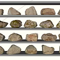 Garden Landscape Decorative Natural Stones Displayed on Shelves with Various Textures