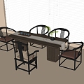 Chinese Tea Table and Chair Tea Chair Tea Set 3d model