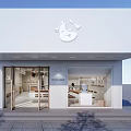 Modern Dessert Shop Interior with Bright Lighting Wooden Tables and Cozy Seating Area