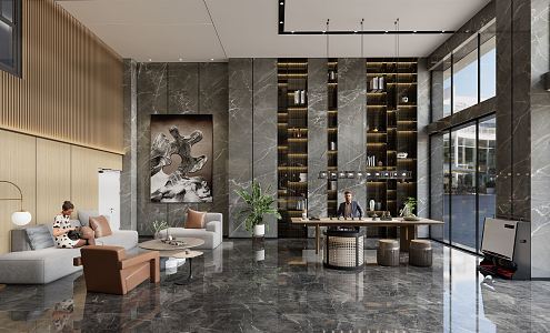 Modern Hall Hotel Lobby 3d model