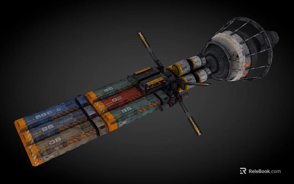 Modular Space Station With Colorful Cargo Modules Metallic Frame And Antennas For Cosmic Exploration 3d model 
