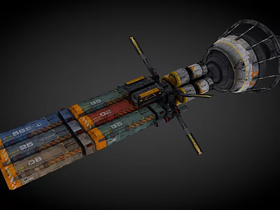 Modular Space Station With Colorful Cargo Modules Metallic Frame And Antennas For Cosmic Exploration 3d model