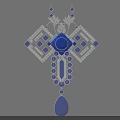 Elegant Geometric Jewelry Pendant With Blue Gemstones White Diamonds Symmetrical Design And Teardrop Shape