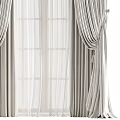 Elegant Striped Curtains With Sheer Inner Layer And Gold Tiebacks For Windows